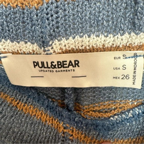 Pull and bear Striped Knit Wide-Leg Pants nautical beachy boho S - Picture 5 of 5